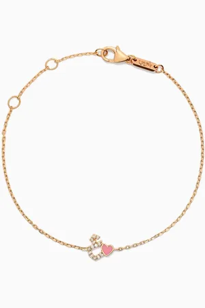 BIL ARABI Tiny Bling Arabic Letter "Ein" Diamond Bracelet in 18kt Gold