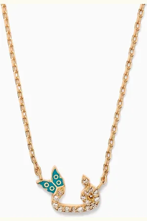 BIL ARABI Tiny Bling Arabic Letter "Faa" Diamond Necklace in 18kt Gold
