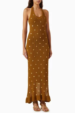 Sandro Jasmine Embellished Knit Dress in Cotton Blend