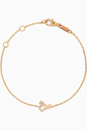 BIL ARABI Tiny Bling Arabic Letter "Ein" Diamond Bracelet in 18kt Gold