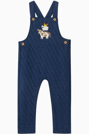 Purebaby Farm Appliqué Quilted Overalls in Fleece