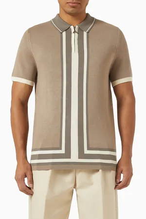 Manière de voir Contrast Border Zip Polo Shirt in Knit