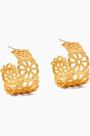 Kate Spade Flower Hoop Earrings in -tone Brass