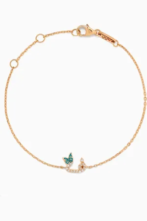 BIL ARABI Tiny Bling Arabic Letter "Faa" Diamond Bracelet in 18kt Gold
