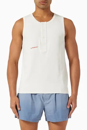 J.W.Anderson Henley Woven Vest in Jersey