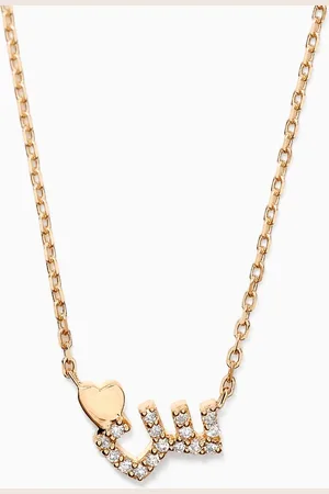 BIL ARABI Tiny Bling Arabic Letter "Seen" Diamond Necklace in 18kt Gold