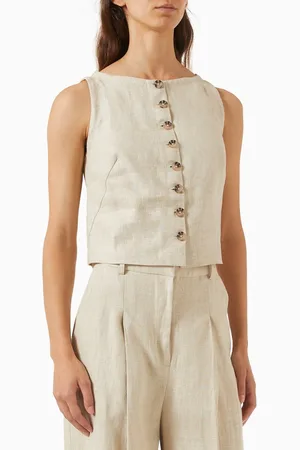 FAITHFULL THE BRAND Elia Sleeveless Top in Linen