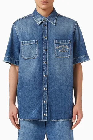 Dolce & Gabbana Logo Embroidered Shirt in Denim