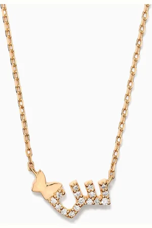 BIL ARABI Tiny Bling Arabic Letter "Seen" Diamond Necklace in 18kt Gold