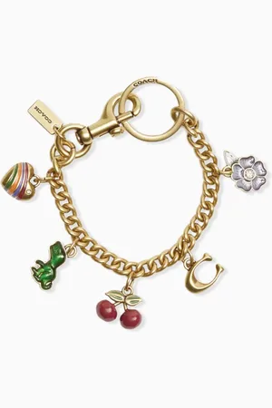 Coach Motif Chain Bag Charm in Brass