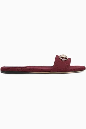 Gucci Horsebit Slides in GG Canvas