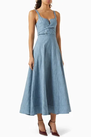 ALEXIS Sirene Belted Midi Dress in Denim