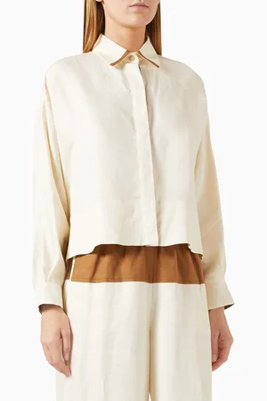 Max Mara Biacco Blouse in Silk-twill