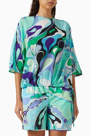 Puccini Orchidee-print Blouse in Silk Crepe de Chine