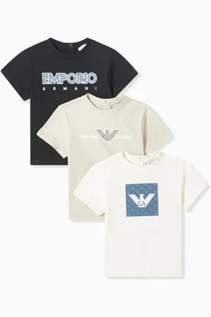 Emporio Armani Logo T-shirts in Cotton, Set of 3