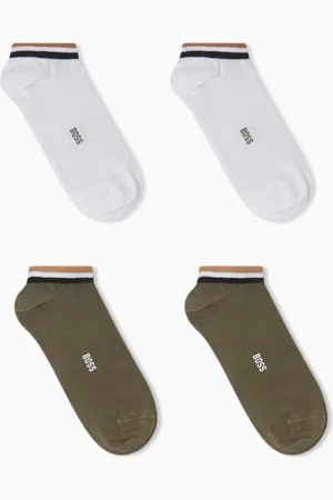 HUGO BOSS Signature Stripe Ankle Socks in Cotton-blend, Set of 2