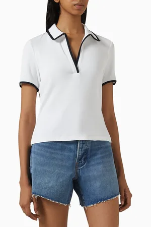 VERONICA BEARD Kearney Contrast Piping T-shirt in Stretch Cotton