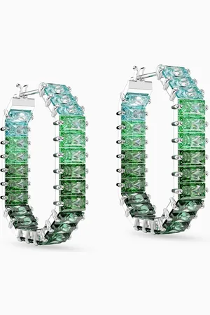 Swarovski Matrix Hoop Earrings in Rhodium-plated Metal