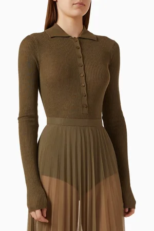The Frankie Shop Solana Polo Bodysuit in Wool-blend