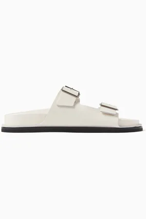 St Agni Double Buckle Slides in Leather