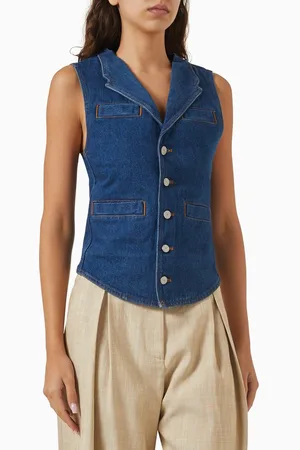 Pinko X Patrick McDowell Slim Waistcoat in Denim