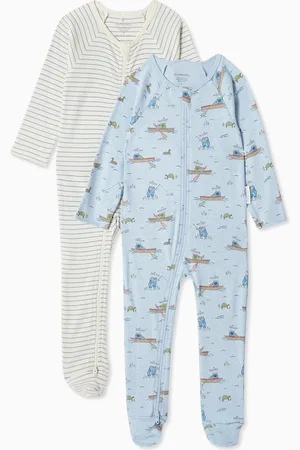 Purebaby Zip-up Sleepsuit in Organic Cotton, Set of 2
