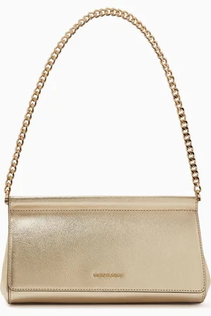 Michael Kors Medium Carmine Clutch Bag in Metallic Pebbled Leather