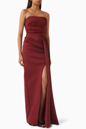JOVANI Strapless Draped Maxi Gown