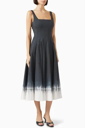 Staud Wells Midi Dress in Cotton-blend
