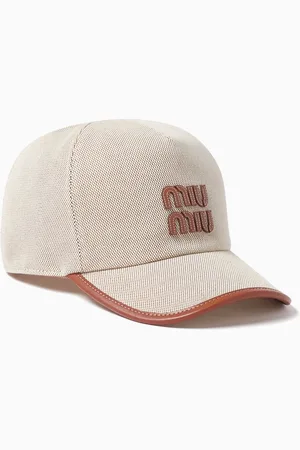 Miu Miu Logo Baseball Cap in Canvas & Leather