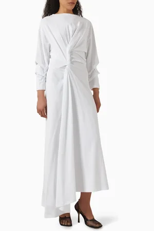 A.W.A.K.E. MODE Knotted Midi Dress in Cotton Jersey