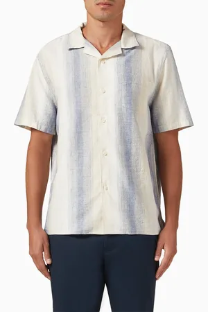 Vince Marina Stripe Cabana Shirt in Linen-blend