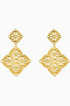 Kate Spade Flower Lace Drop Earrings in -tone Brass