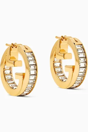 Gucci Blondie Crystal Hoop Earrings in Metal