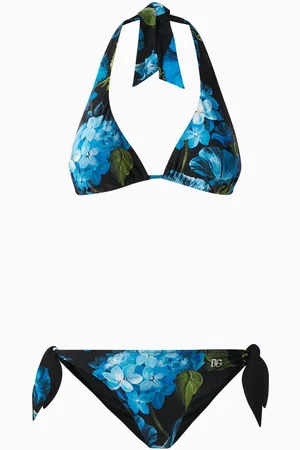 Dolce & Gabbana Bluebell-print Padded Triangle Bikini Set