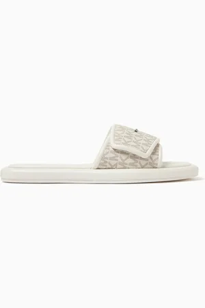 Michael Kors Suki Flat Slides in Logo-canvas