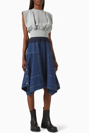 3.1 Phillip Lim Combo Midi Dress in French Terry & Denim
