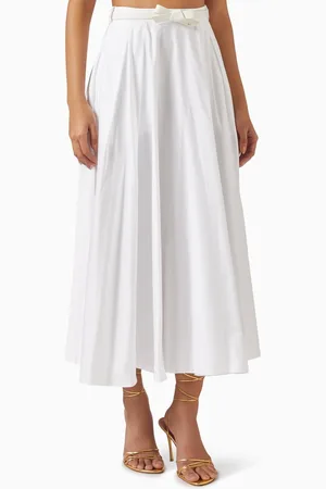 Elisabetta Franchi Belted Midi Skirt in Satin