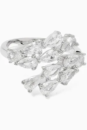 Kenneth Jay Lane CZ Open-wrap Ring in Rhodium-plated Brass