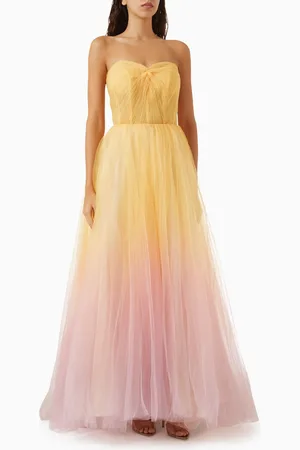 Mac Duggal Strapless Corset Ballgown in Ombre-tulle