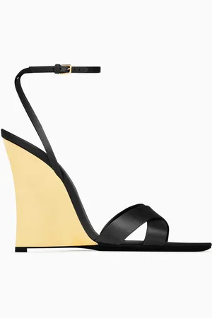 Saint Laurent Lucienne Wedge 110 Sandals in Satin Crepe