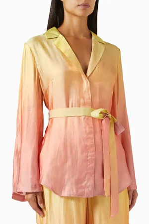Andrea Iyamah Bata Ombre Belted Shirt in Rayon-blend