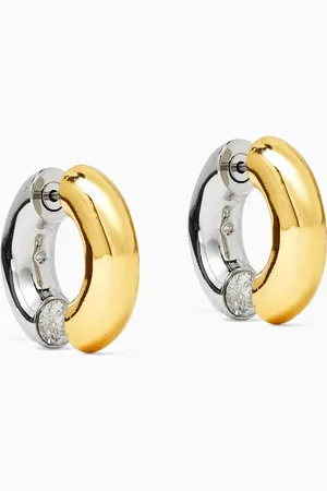 Kate Spade Crystal Huggie Earrings in Two-tone Brass