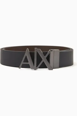 Armani Exchange AX Logo Buckle Belt in Leather
