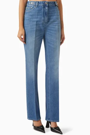 VERSACE Stone-washed Straight-fit Jeans