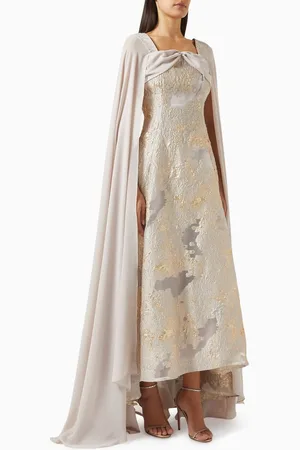 Amri Cape Gown in Jacquard & Chiffon