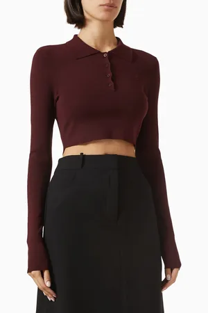 The Frankie Shop Giselle Crop Knit Polo in Viscose Blend