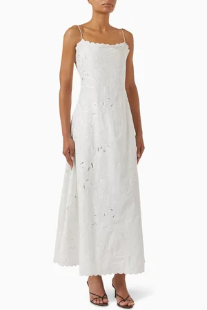 Bernadette Petit Beurre Embroidered Dress in Cotton