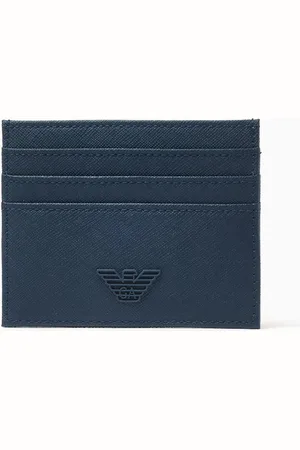 Emporio Armani Metal Eagle Cardholder in Saffiano Leather