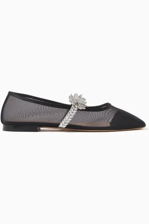 Mach & Mach Crystal Lotus Ballet Flats in Mesh